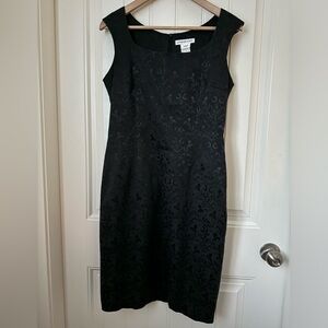 Vintage Jacqueline Conoir Black Jacquard Sleeveless Dress. Size 6